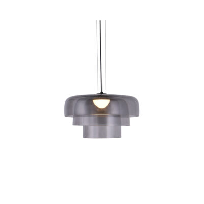 Inlight Κρεμαστό Φωτιστικό LED 12W 3000Κ απο φιμέ γυαλί D:42x23cm (4068-Smoky)