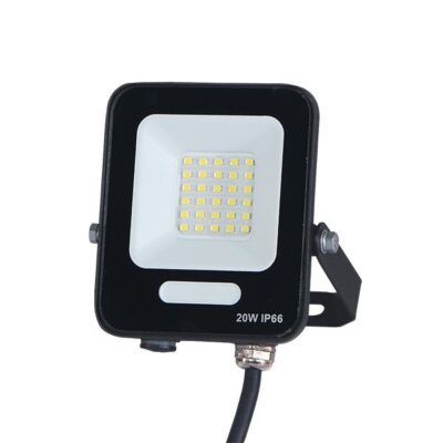 ΠΡΟΒΟΛΕΑΣ LED 20W SMD ΜΑΥΡΟΣ IP66 3000K PLUS 60cm ΚΑΛΩΔΙΟ
