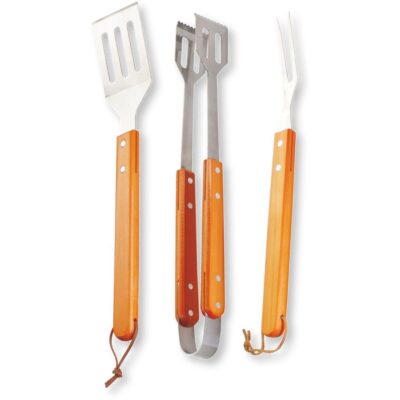 Σετ Εργαλείων Grill Fieldmann FZG 9018 3 Τεμ. με Σπάτουλα, Τσιμπίδα και Πιρούνα απο Ανοξείδωτο Ατσάλι και με Προστατευτική Λαβή απο Bamboo