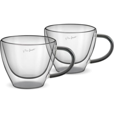 Σετ Φλιτζάνια Καπουτσίνο VASO Lamart LT9117 Γυάλινα με Διπλό Τοίχωμα 190ml Μαύρο 2  Τεμ