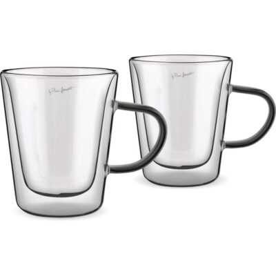 Σετ Ποτήρια Τσαγιού VASO Lamart LT9121 Γυάλινα με Διπλό Τοίχωμα 350ml Μαύρο 2 Τεμ