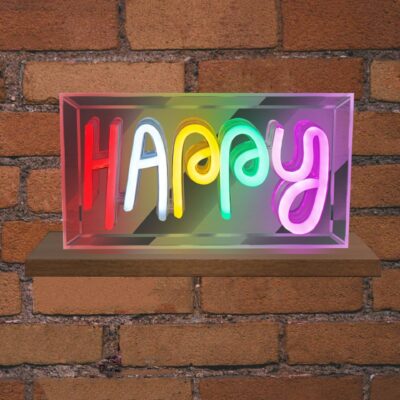 EL131209 | EL131209|NEON LED STRIPS HAPPY neon@transparent frame|USB ΚΑΛΩΔΙΟ 1mt|5V|230x40x127|{enjoysimplicity}™