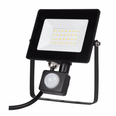 EL198824 | EL198824 | LED PIR 20W|4000k|1800lm FLOODLIGHT CAST ALUM.220-240V~IP65/IP54 GLASScover|BLACK|{enjoysimplicity}™