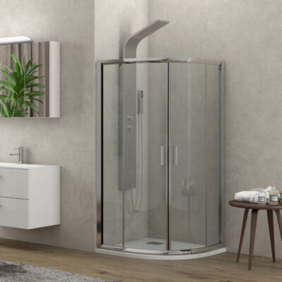 Καμπίνα ημικυκλική με διάφανο κρύσταλλο NEW FLORA 200 Cromo KARAG 180cm