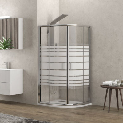 Καμπίνα ημικυκλική με σεριγραφάτο κρύσταλλο NEW FLORA 200 Cromo KARAG 180cm