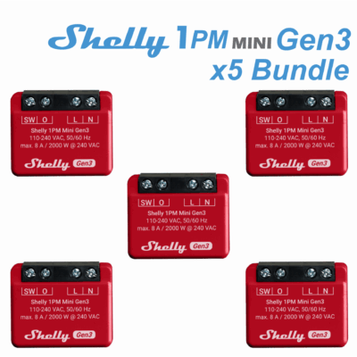 Shelly 1PM Mini Gen3 x5 Bundle | Shelly 1PM Mini Gen3 x5 Bundle