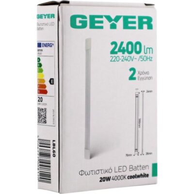 LBL60 Φωτιστικό LED Batten 0.60m 20W 4000K 2400lm IP20 GEYER