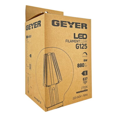LFGNW278D Λάμπα LED Γλόμπος Filament G125 8W E27 2700K 880lm dim GEYER