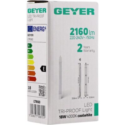 LTRI60 Φωτιστικό LED TRI-PROOF 0.60m 18W 4000K 2160lm IP65 GEYER