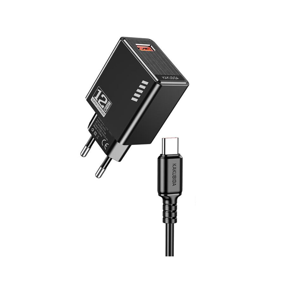 KSC-1236/BLACK  ΜΑΥΡΟΣ ΦΟΡΤΙΣΤΗΣ  TYPE C 1m fast charging