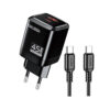 KSC-1607/BLACK ΜΑΥΡΟΣ ΦΟΡΤΙΣΤΗΣ USB 45W+22.5W ΜΕ ΚΑΛΩΔΙΟ TYPEC fast charging