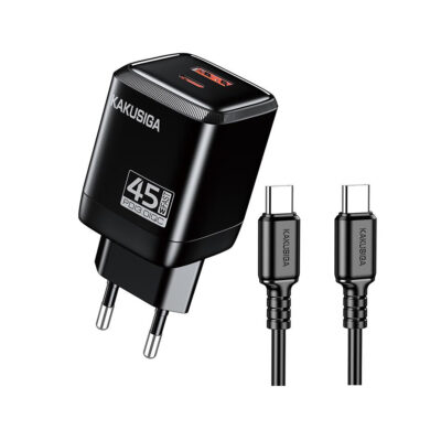 KSC-1607/BLACK ΜΑΥΡΟΣ ΦΟΡΤΙΣΤΗΣ USB 45W+22.5W ΜΕ ΚΑΛΩΔΙΟ TYPEC fast charging