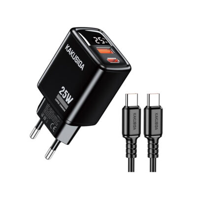 KSC-1615/BLACK ΜΑΥΡΟΣ ΦΟΡΤΙΣΤΗΣ USB 25W ΜΕ ΚΑΛΩΔΙΟ TYPEC (με ένδειξη LED) fast charging