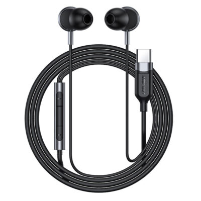 Hands Free Acefast L6 Earphones Stereo USB-C Μαύρα 1.2m με Μικρόφωνο και Πλήκτρο Λειτουργίας Συμβατά με Όλες τις Συσκευές USB-C