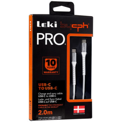 Καλώδιο Σύνδεσης και Φόρτισης Leki Pro Ενισχυμένο Καλώδιο και Βύσματα 100W USB-C σε USB-C Λευκό 2m