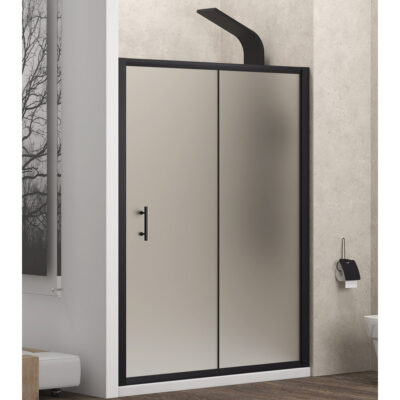 Καμπίνα από τοίχο σε τοίχο με σατινέ κρύσταλλο FLORA 500 Black KARAG 110x190cm