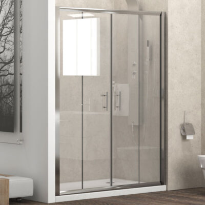 Καμπίνα από τοίχο σε τοίχο με διάφανο κρύσταλλο FLORA 600 Cromo KARAG 210x190cm