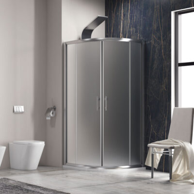 Καμπίνα ημικυκλική με σατινέ κρύσταλλο FLORA 200 Cromo KARAG 80x80x190cm