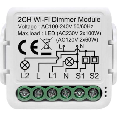 GS-D2CH Έξυπνος Έλεγχος Διακοπτών ON/OFF & dimming WiFi , 2 εξόδων GEYER
