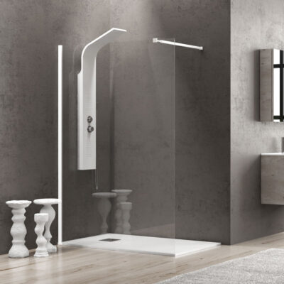 Σταθερό διαχωριστικό ντουζιέρας με διάφανο κρύσταλλο WALKIN 1 White KARAG