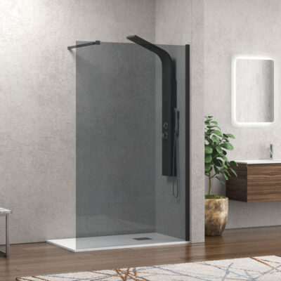 Σταθερό διαχωριστικό ντουζιέρας με fume κρύσταλλο WALKIN 1 Black KARAG