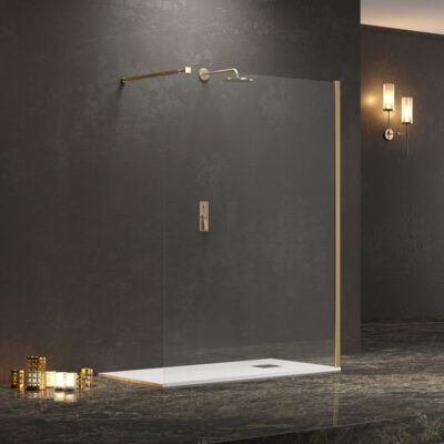 Σταθερό διαχωριστικό ντουζιέρας με διάφανο κρύσταλλο WALKIN 1 Gold KARAG 80x200cm