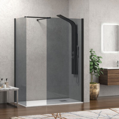 Σταθερά διαχωριστικά ντουζιέρας με fume κρύσταλλο WALKIN 2 Black KARAG