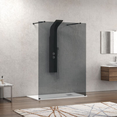 Σταθερό διαχωριστικό ντουζιέρας με fume κρύσταλλο WALKIN 3 Black KARAG