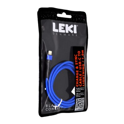 Καλώδιο Σύνδεσης και Φόρτισης Leki Black Concept USB-C σε Lightning Braided Μπλε 1m