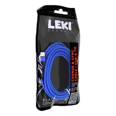 Καλώδιο Σύνδεσης και Φόρτισης Leki Black Concept USB-A σε USB-C Braided Μπλε 2m
