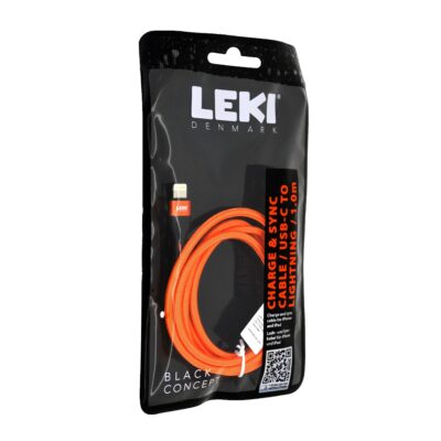 Καλώδιο Σύνδεσης και Φόρτισης Leki Black Concept USB-C σε Lightning Braided Πορτοκαλί 1m