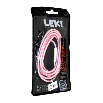 Καλώδιο Σύνδεσης και Φόρτισης Leki Black Concept USB-C σε USB-C Braided Ροζ 2m