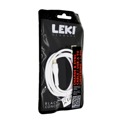 Καλώδιο Σύνδεσης και Φόρτισης Leki Black Concept USB-A σε Lightning Braided Λευκό 1m