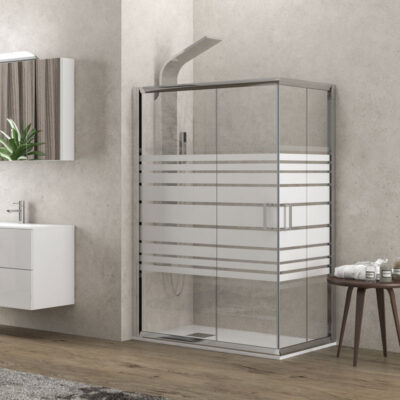 Καμπίνα ορθογώνια με σεριγραφάτο κρύσταλλο NEW FLORA 100 Cromo KARAG 70x80x180cm