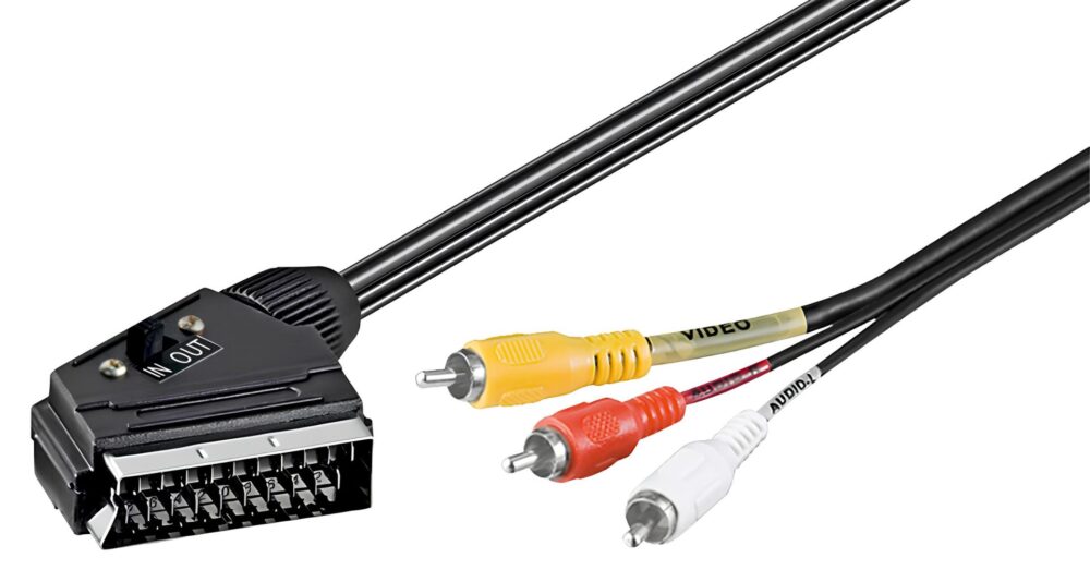 SCART αρσ. σε 3 RCA με διακόπτη In/Out (audio: stereo) 2.0μ