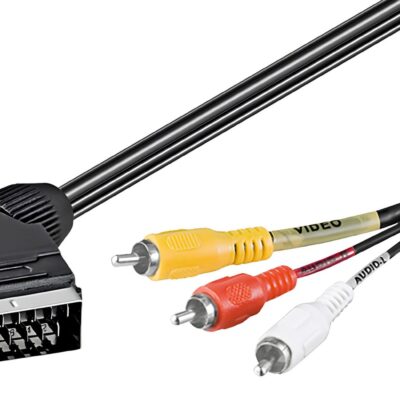 SCART αρσ. σε 3 RCA με διακόπτη In/Out (audio: stereo) 2.0μ