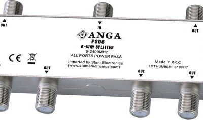 ANGA PS06 Splitter 6 Εξόδων TV/SAT 5-2400MHz Με διέλευση τάσης