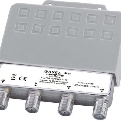 ANGA S503 Splitter 3 Εξόδων ιστού TV/SAT 5- 2400MHz Με διέλευση τάσης με αδιάβροχη θήκη