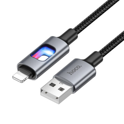 Καλώδιο Hoco U144 USB-A σε Lightning Fast Charging 2.4A με Φωτισμό Braided Μαύρο 1.2m