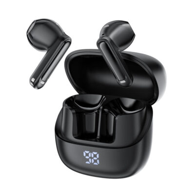 Wireless Earphones Hands Free Acefast W2 TWS v5.4 400mAh 8hr Λειτουργίας ANC και 4-Mic ENC Τεχνολογία IPX4 με LED Display Μαύρα