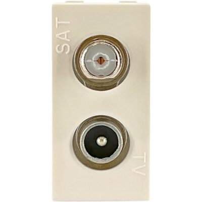 747802S Πρίζα TV-SAT διελεύσεως 1 θέσης Ιβουάρ 10db 2 εξόδων GEYER