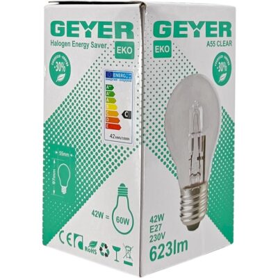 FACL2742 Λάμπα Αλογόνου Κλασσική Α55 42W E27 2700Κ 623lm GEYER