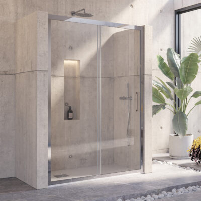 Καμπίνα από τοίχο σε τοίχο με διάφανο κρύσταλλο INOX 400 Cromo KARAG