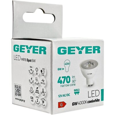 LHMC636E Λάμπα LED MR16 6W GU5.3 4000K 470lm 36° GEYER