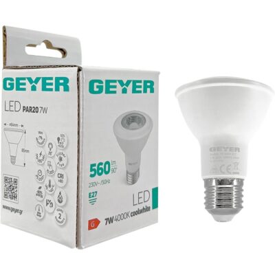 LP20CE277 Λάμπα LED PAR20 7W E27 4000K 560lm GEYER