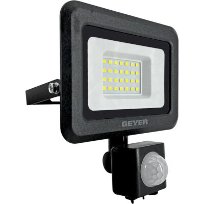 LPRM20CES Προβολέας LED Economy 20W 4000K 1800lm IP65 μαύρος με ανιχνευτή κίνησης GEYER