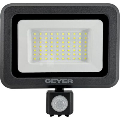 LPRM50DES Προβολέας LED Economy 50W 6500K 4500lm IP65 μαύρος με ανιχνευτή κίνησης GEYER