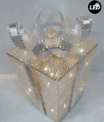 Δώρο μεταλλικό ασηί 30LED 3xAAA Θερμό 21x21cm EVIVAK