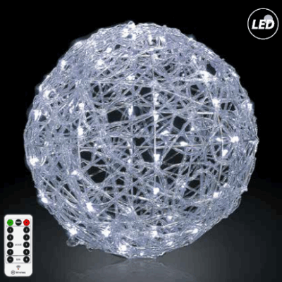 Μπάλα LED  Φ50cm με τηλεχειριστήριο ασημί 3xAA Ψυχρό EVIVAK