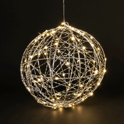 Μπάλα μεταλλική φωτιζόμενη LED Φ30εκ 80L Θερμό Φως IP44 EVIVAK
